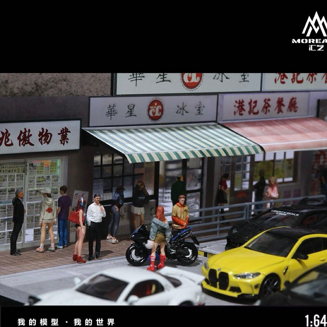 新作 1/64 香港レトロストリート　ジオラマ 駐車場 付き ガレージ