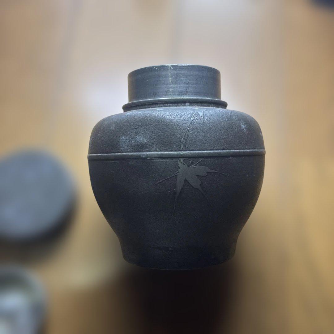 中国美術 煎茶 唐物 古錫 茶入 萬壽堂造　時代物 古美術