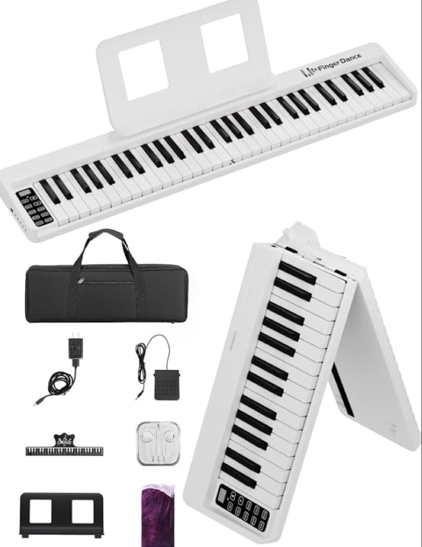 【finger dance】電子ピアノ61鍵盤 折り畳み 軽量 ケース付き