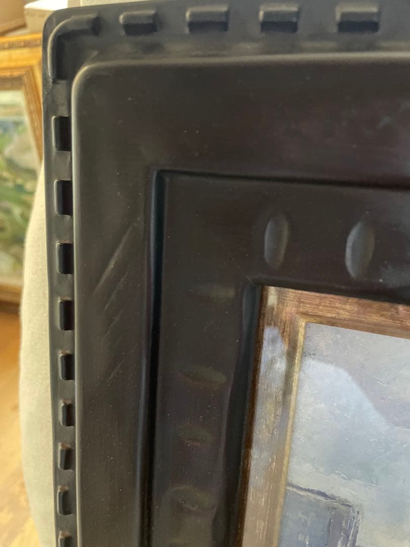 油彩画　木のフレーム付き　F4