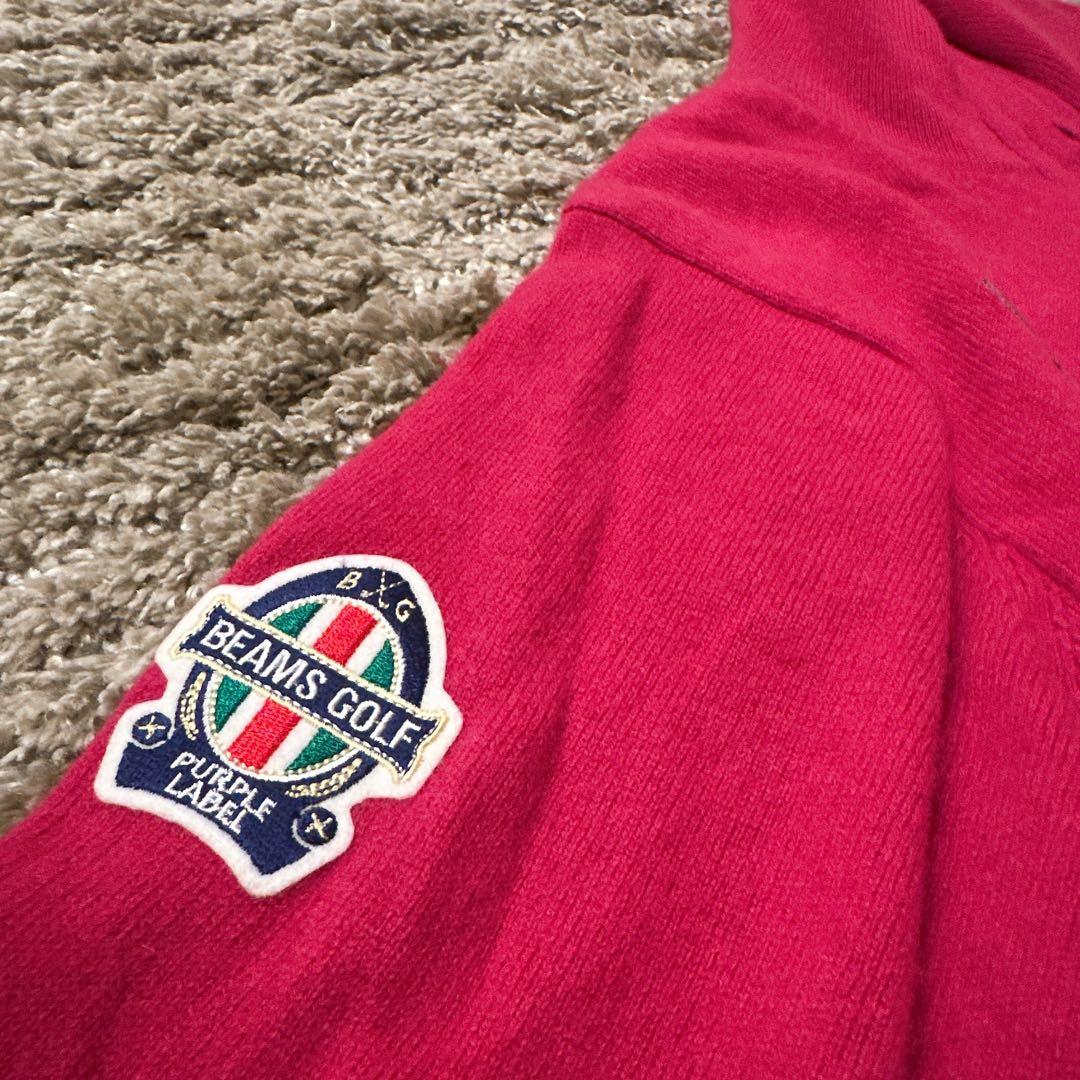 BEANS GOLF ビームスゴルフ 濃ピンク カシミヤ ジップアップセーター