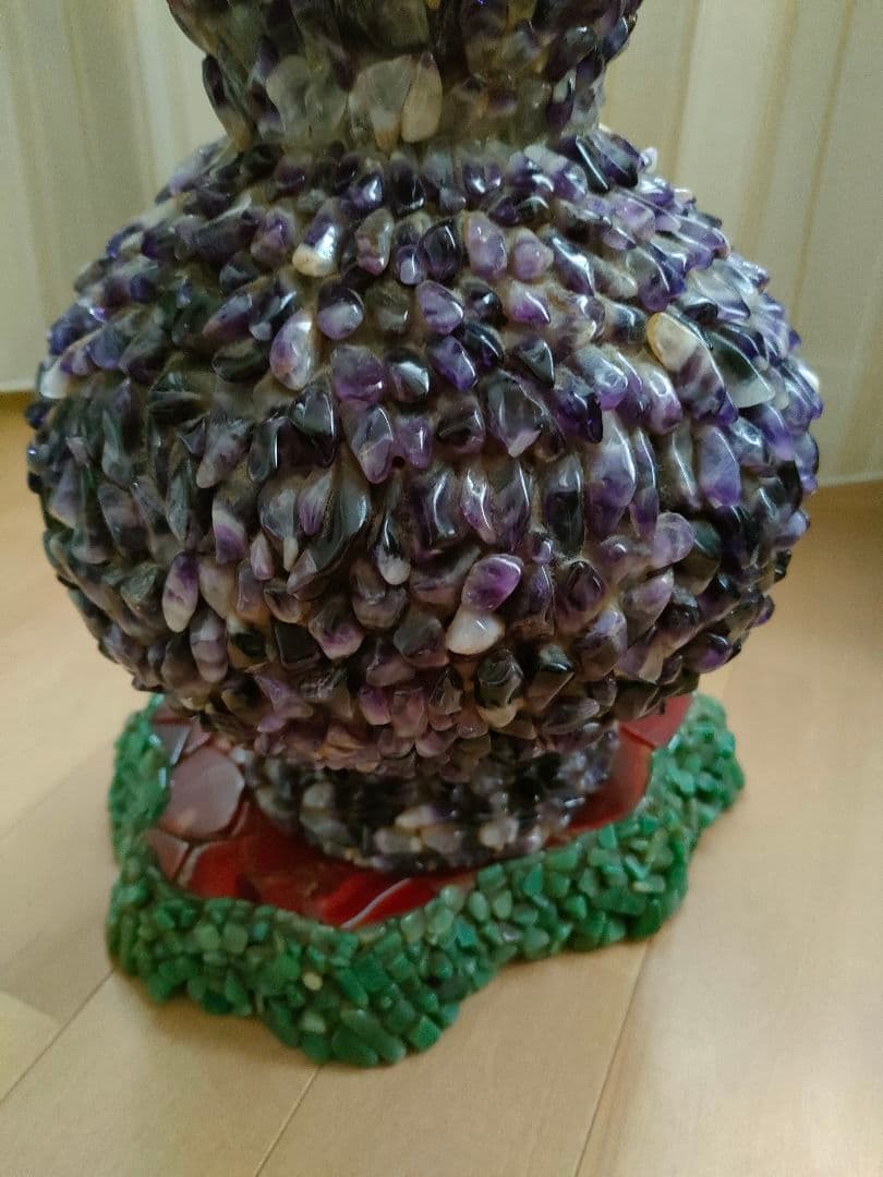 アメジスト装飾　花瓶　中国　骨董　置き物　彫刻　縁起物　オブジェ
