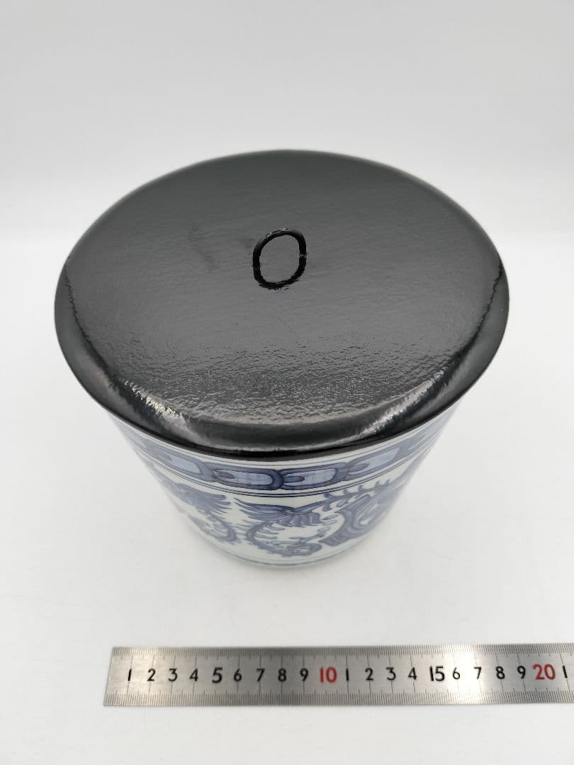 b626 水指 染付 オランダ写 西村徳泉 木箱 茶道具 古物