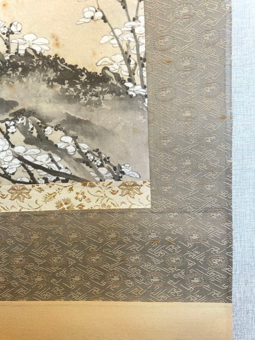 葛飾北斎 「白梅図」印刷工芸 掛軸 掛け軸 絵画 茶掛 春 絵画 日本画 アート