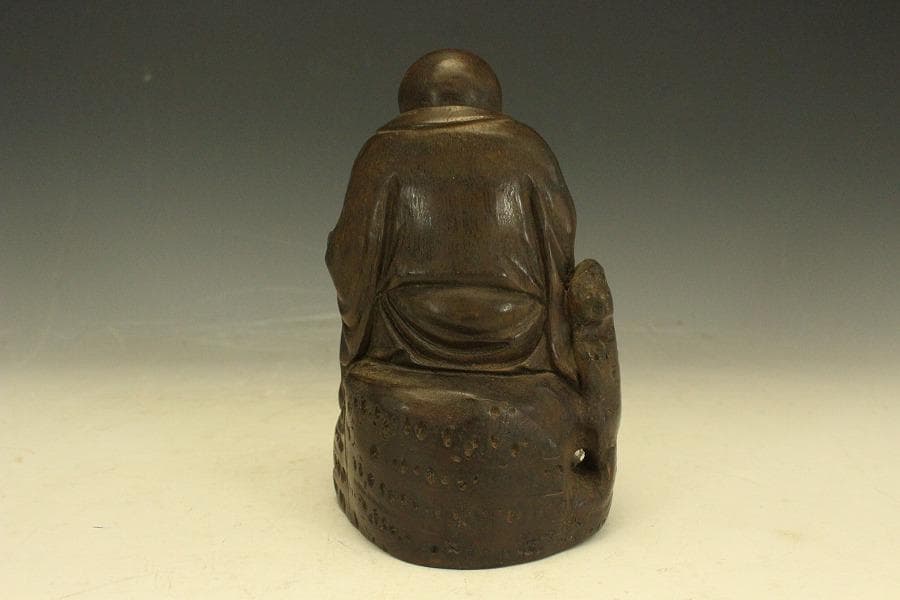 中国美術 竹根 刻 如意手 寿老人 置物 高15.8cm(A270)