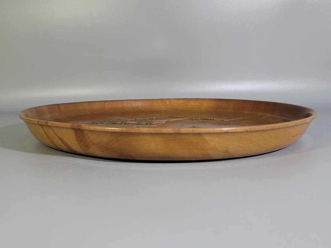 銘木 一刀彫 煎茶 盆 円盆