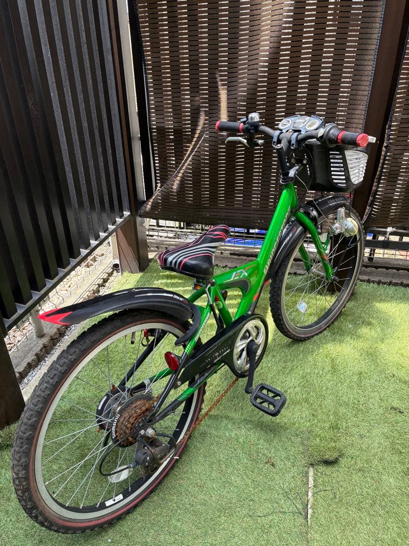 BRIDGESTONE 22インチ 子供用自転車 グリーン 前カゴ付き