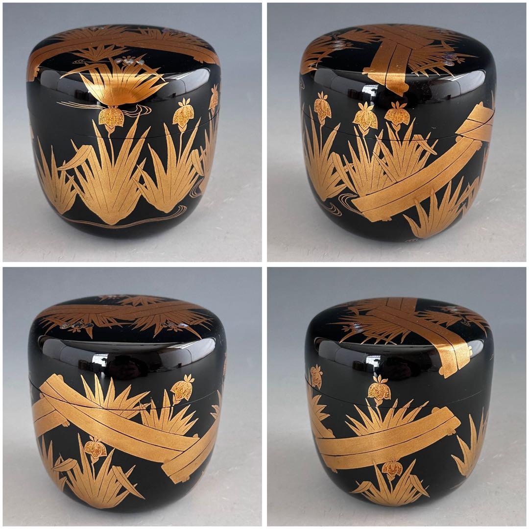 茶道具　八ツ橋蒔絵　大棗　堀川蒼雲　共箱　漆芸　薄茶器　杜若　燕子花