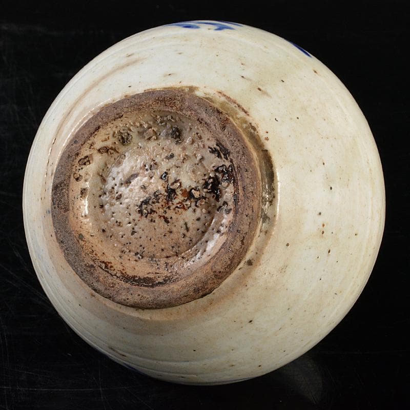 朝鮮美術　李朝　高麗白磁　染付　草文　小壷　M　R5738