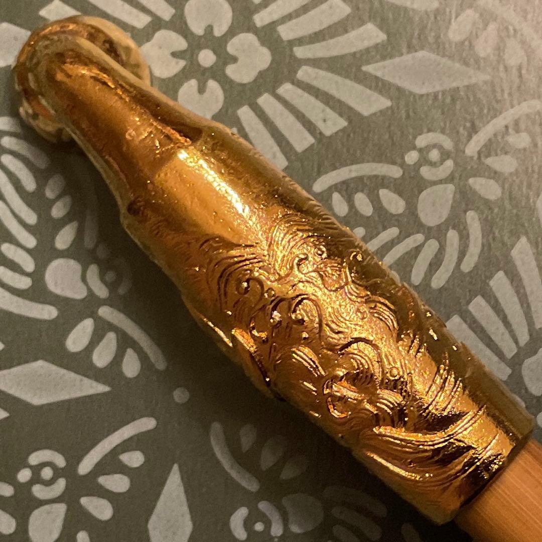 希少　金仕上げ　松流軒政輝　武者図　煙管　キセル