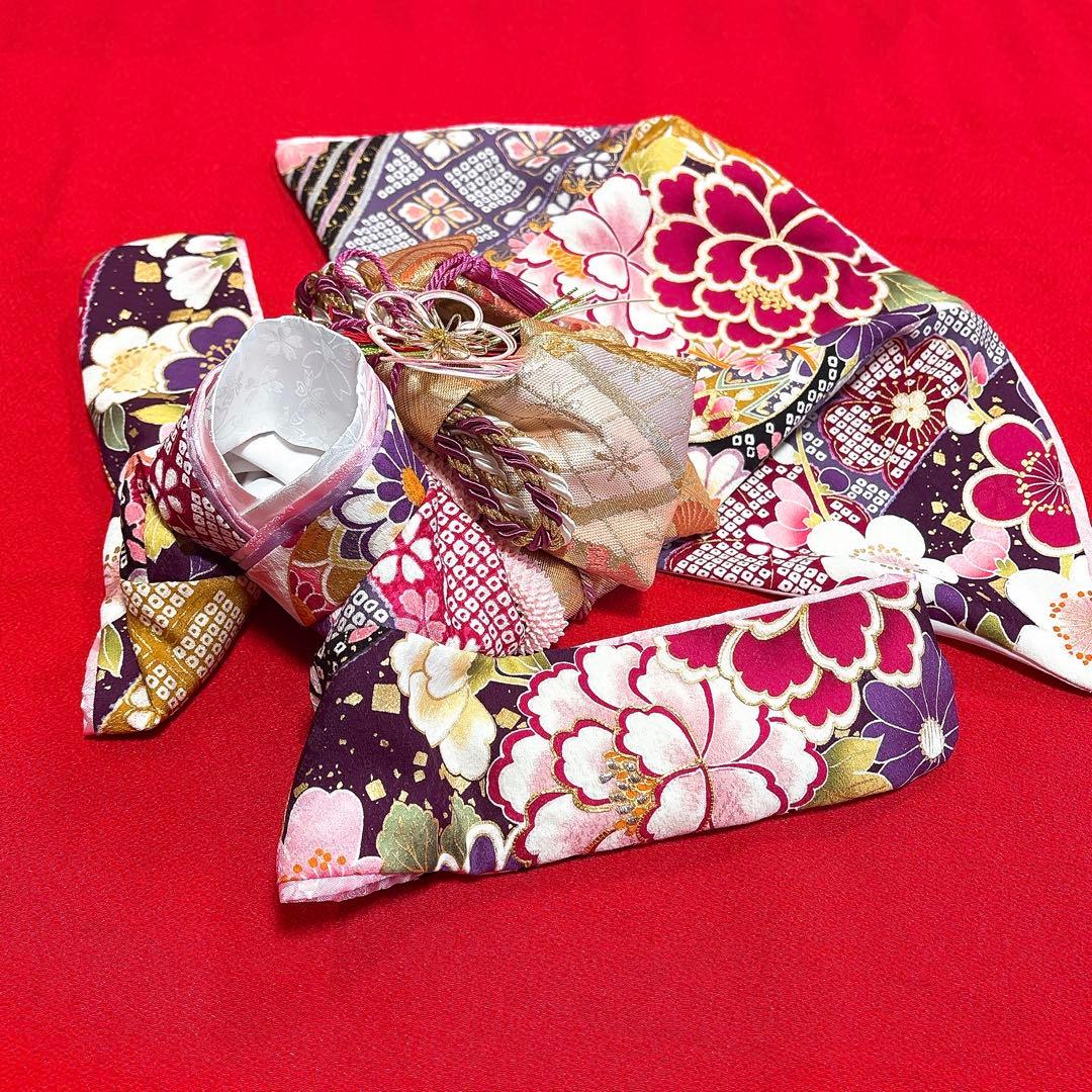 即納✨犬の着物✨犬用本格大振袖 XS お引き摺り 紫系 正絹金彩入り 犬服