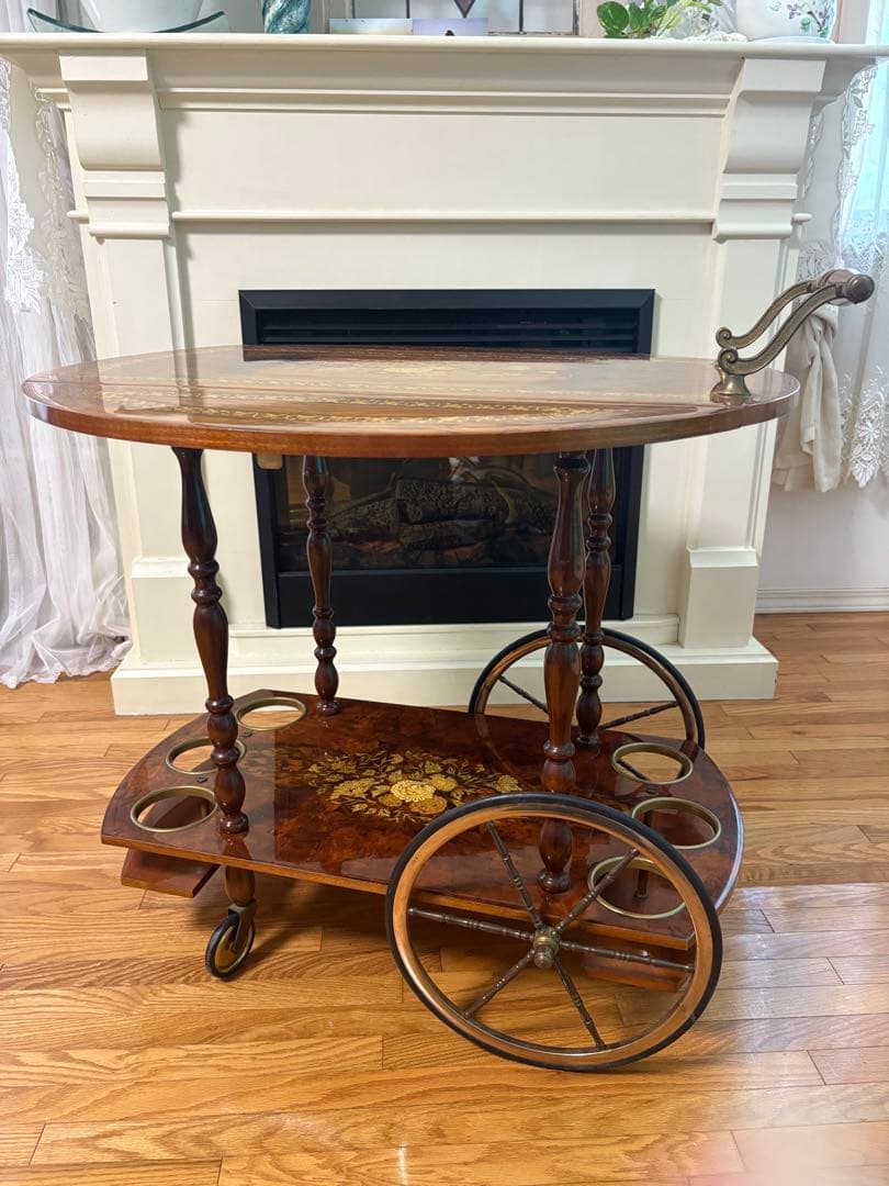 イタリア キッチンワゴン 象嵌 ヴィンテージ バタフライ