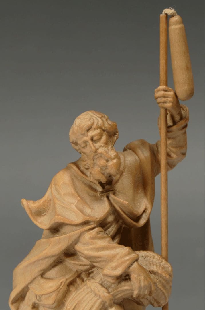 【木彫・聖イシドロ像　ガラスドーム入り 】キリスト教美術　聖人像