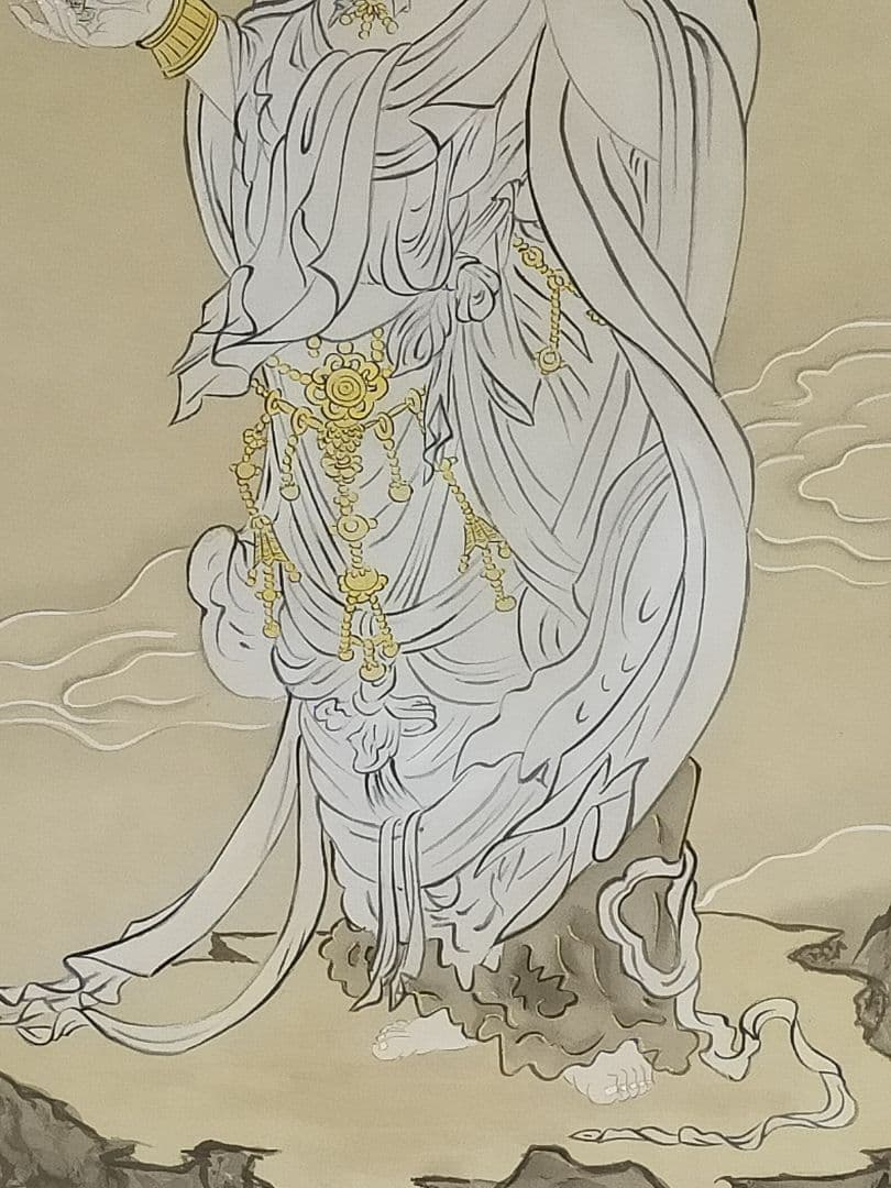 ♥購入価格１７万５千円　掛軸　森島 三謙　白衣観音　観音像　観音様　仏像　掛け軸