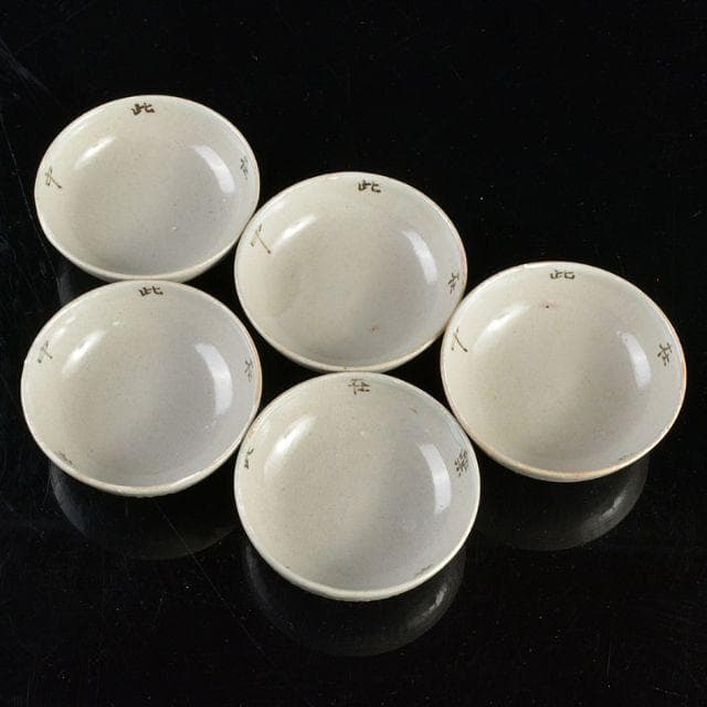 尾張　夜寒焼　中皿　十五客　在銘　時代箱付