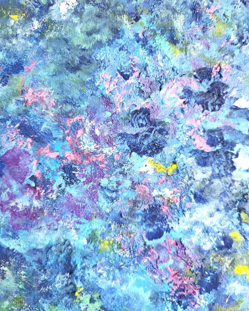 石垣の海に生きた証 / 抽象画 46×63㎝ A2 額縁セット 原画のみ モダン