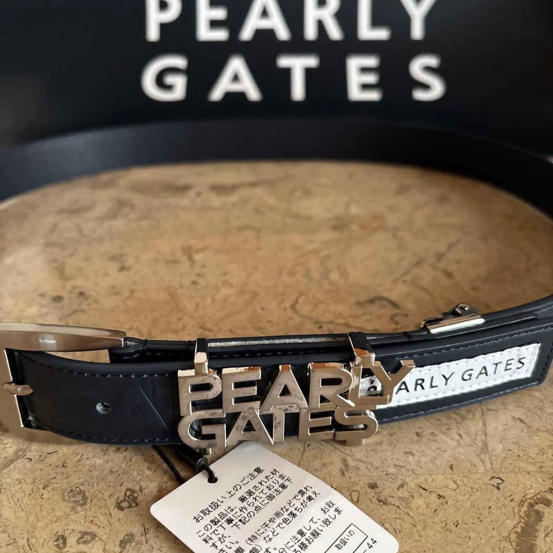 パーリーゲイツ　PEARLY GATES レザーベルト　白　ネイビー　紺　 L