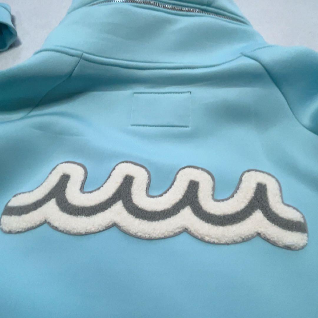 極美品　ムータ マリン ボンディングパーカー　ファー　フード　ブルー　XL