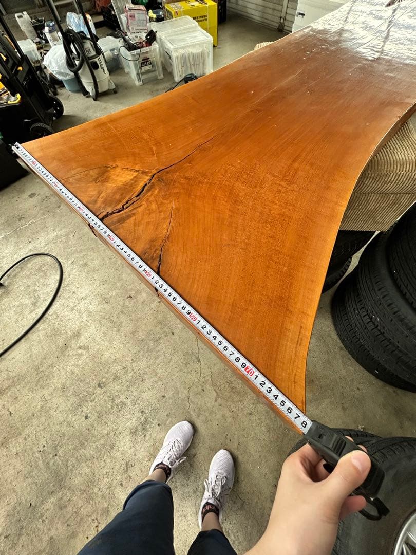 【天然梅の木一枚板】横172cm 光沢仕上げ 無垢材 看板 カウンター 店舗什器