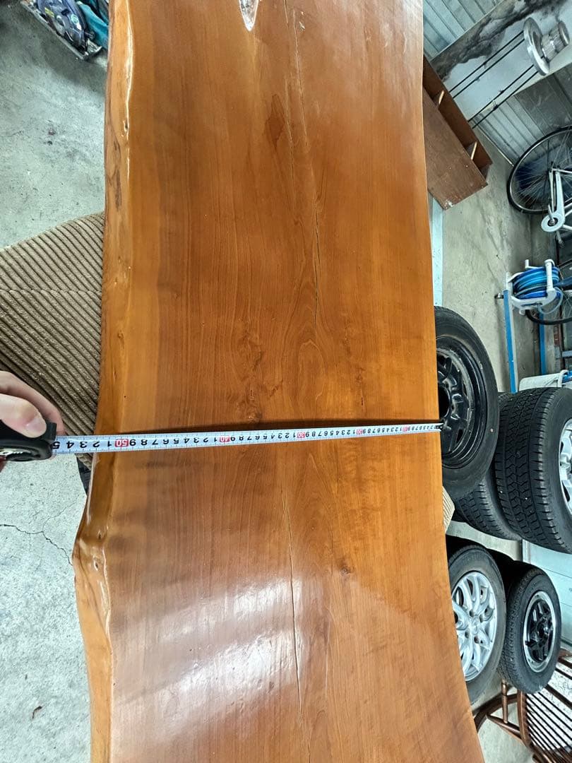 【天然梅の木一枚板】横172cm 光沢仕上げ 無垢材 看板 カウンター 店舗什器