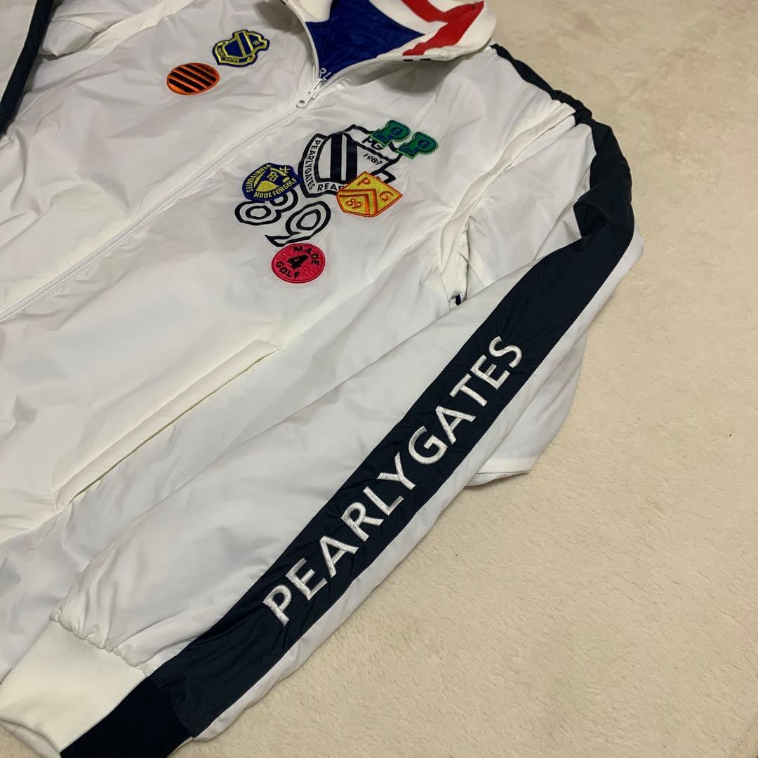 PEARLY GATES リバーシブル中綿ジャケット／ベスト、白／青、サイズ６
