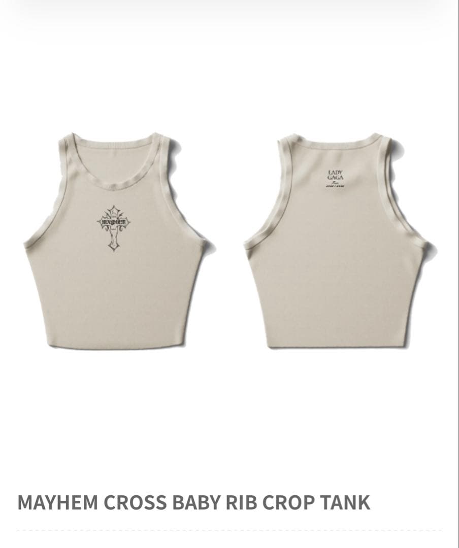 レディガガ　タンクMAYHEM CROSS BABY RIB CROP TANK