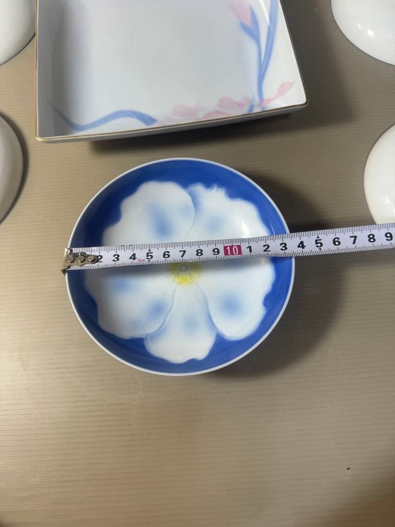 2520 深川製磁　スノーローズ皿5客　方皿1客