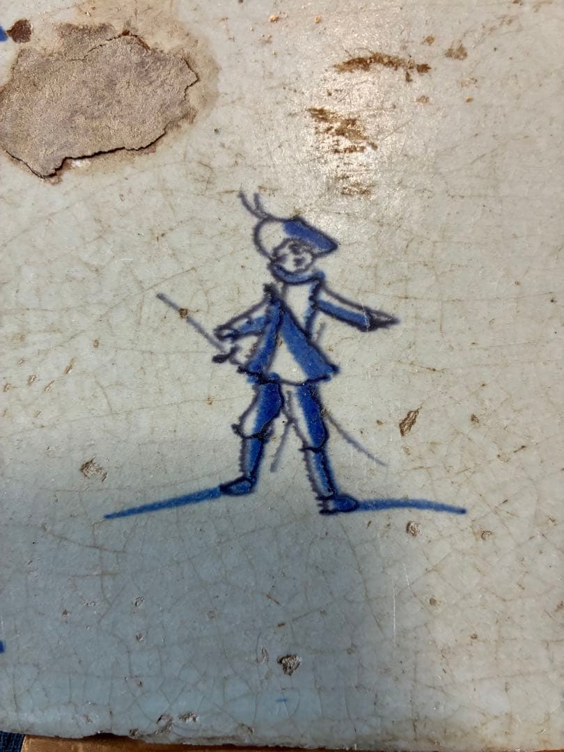 デルフトタイル　17世紀　ローヤルブルー　　 染付けタイル