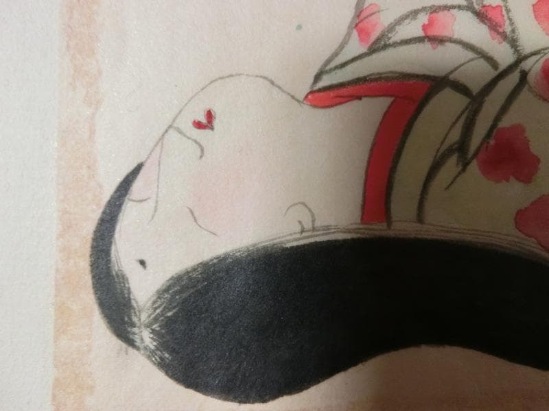 迫力の　誇張！　怒張！　大判 春画　手描き4枚　日本画 艶絵