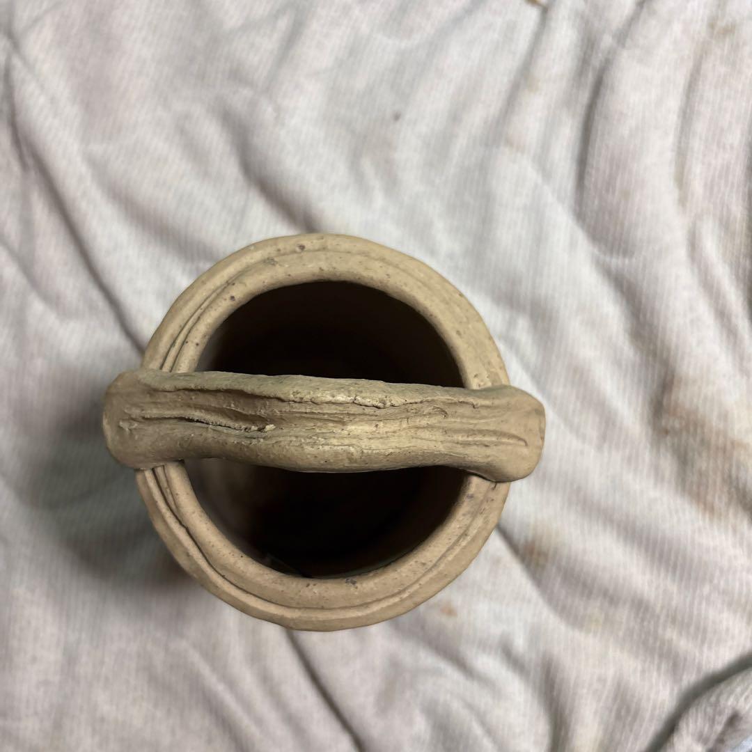 備前の名工人間国宝　金重陶陽作の持ち手付き掛け兼用置花入　未使用　値下げします