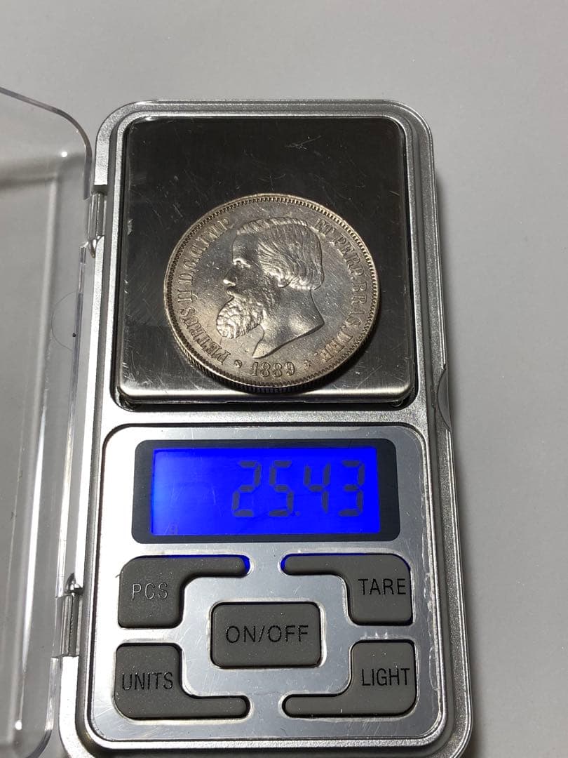 希少 1889年 最終年 ブラジル帝国 2000レイス銀貨 ペドロ2世