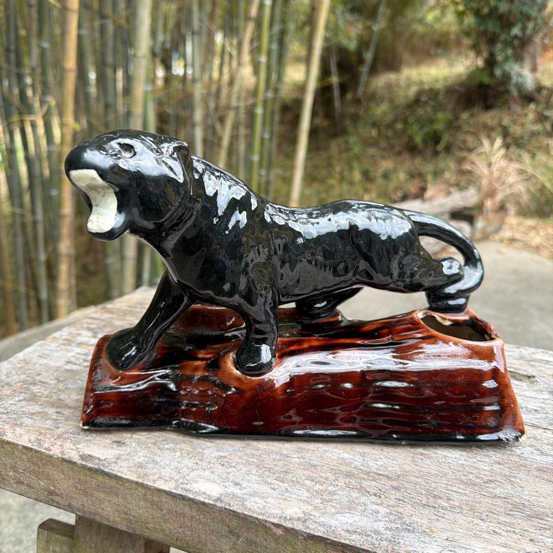 激レアブラックパンサー 陶器　置物　ミッドセンチュリー　ヴィンテージ50-60s