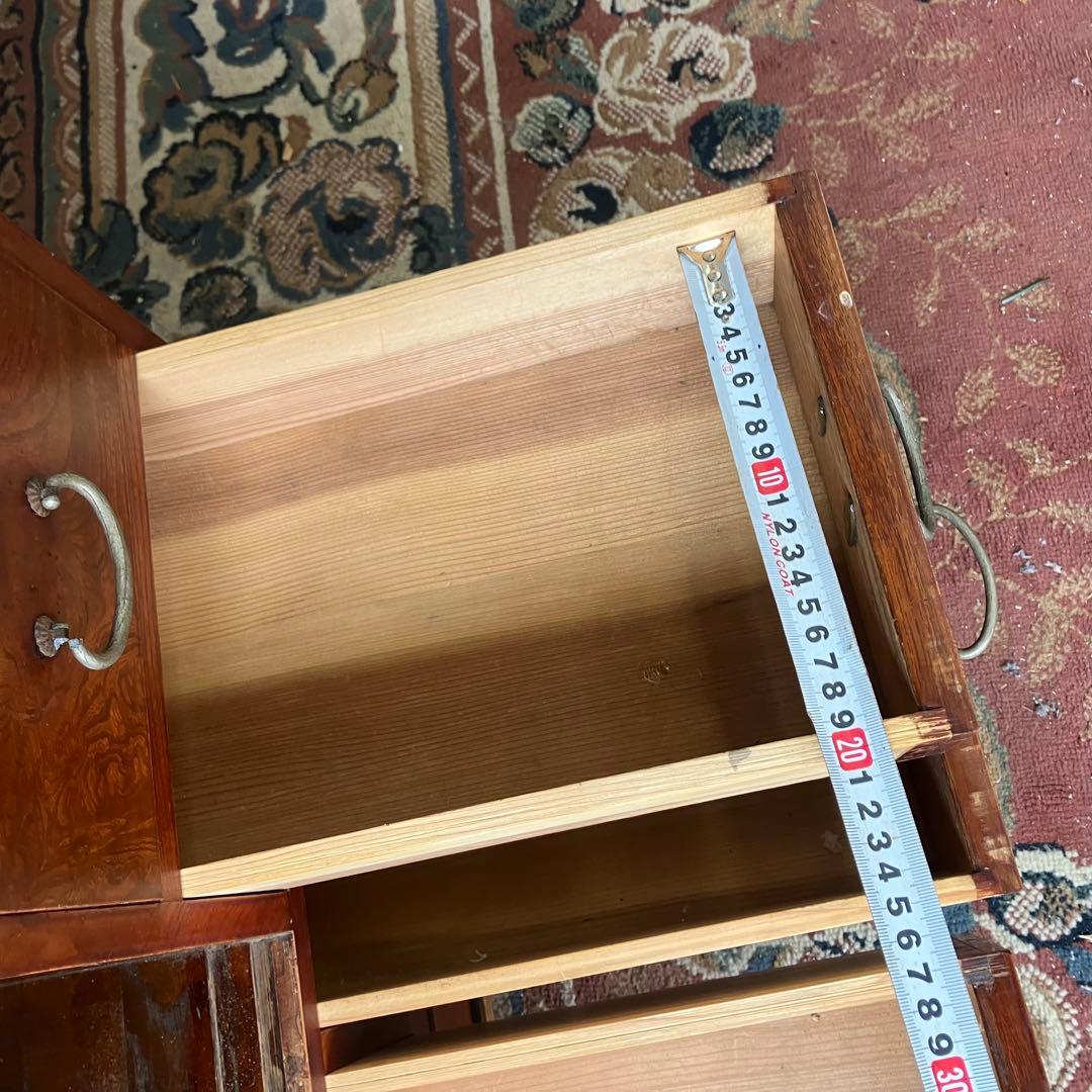 昭和レトロ 木製 茶箪笥 茶棚 ガラス戸 サイドボード 古家具 古民家 無垢材