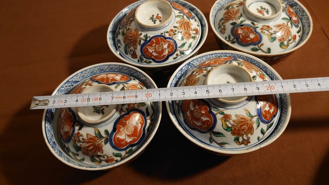 大聖寺伊万里　古伊万里　伊万里　蓋碗　菓子碗　江戸期　蔵出し　４客