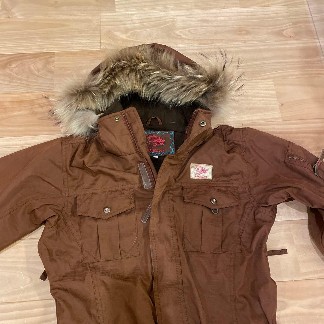 スノーボードウェア　TRANSCOOTレディース　ファー付きフード　ツナギ