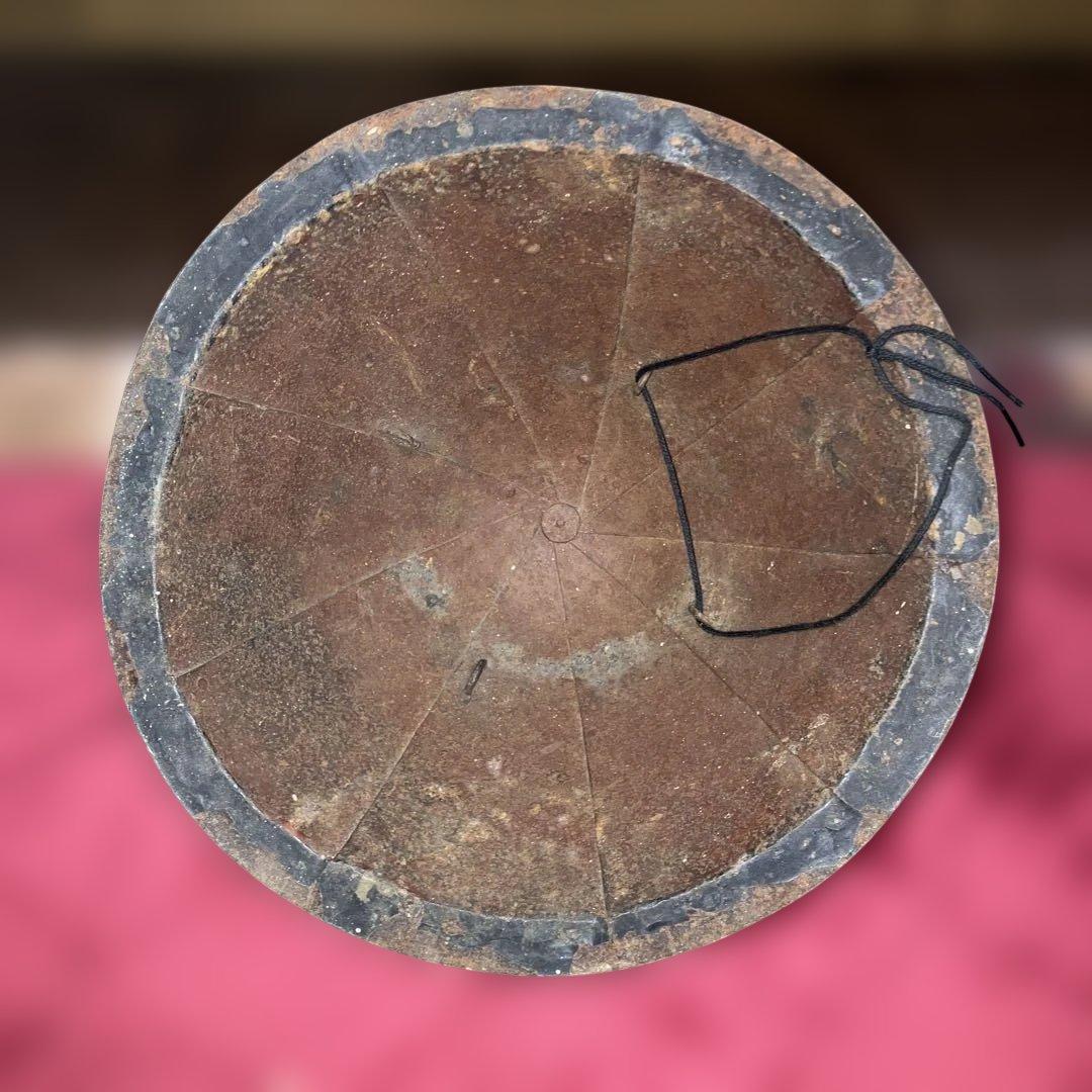 珍品　金漆丸に丸に三つ柏家紋鐵陣笠