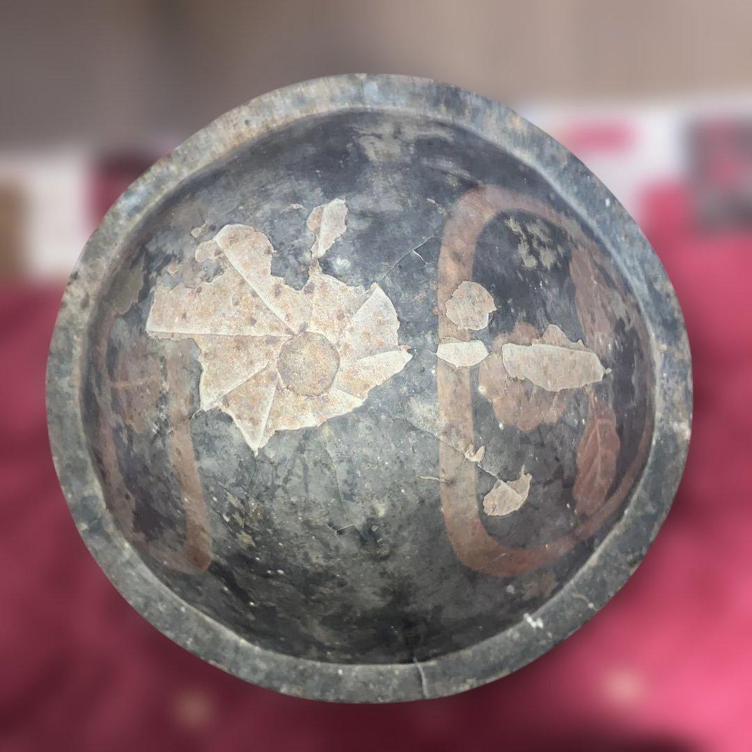 珍品　金漆丸に丸に三つ柏家紋鐵陣笠