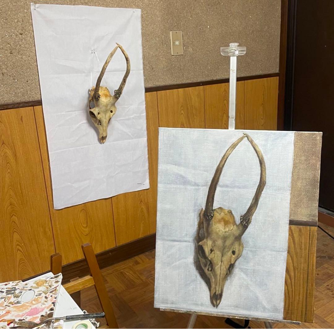 F10 油絵『鹿の骨の習作』