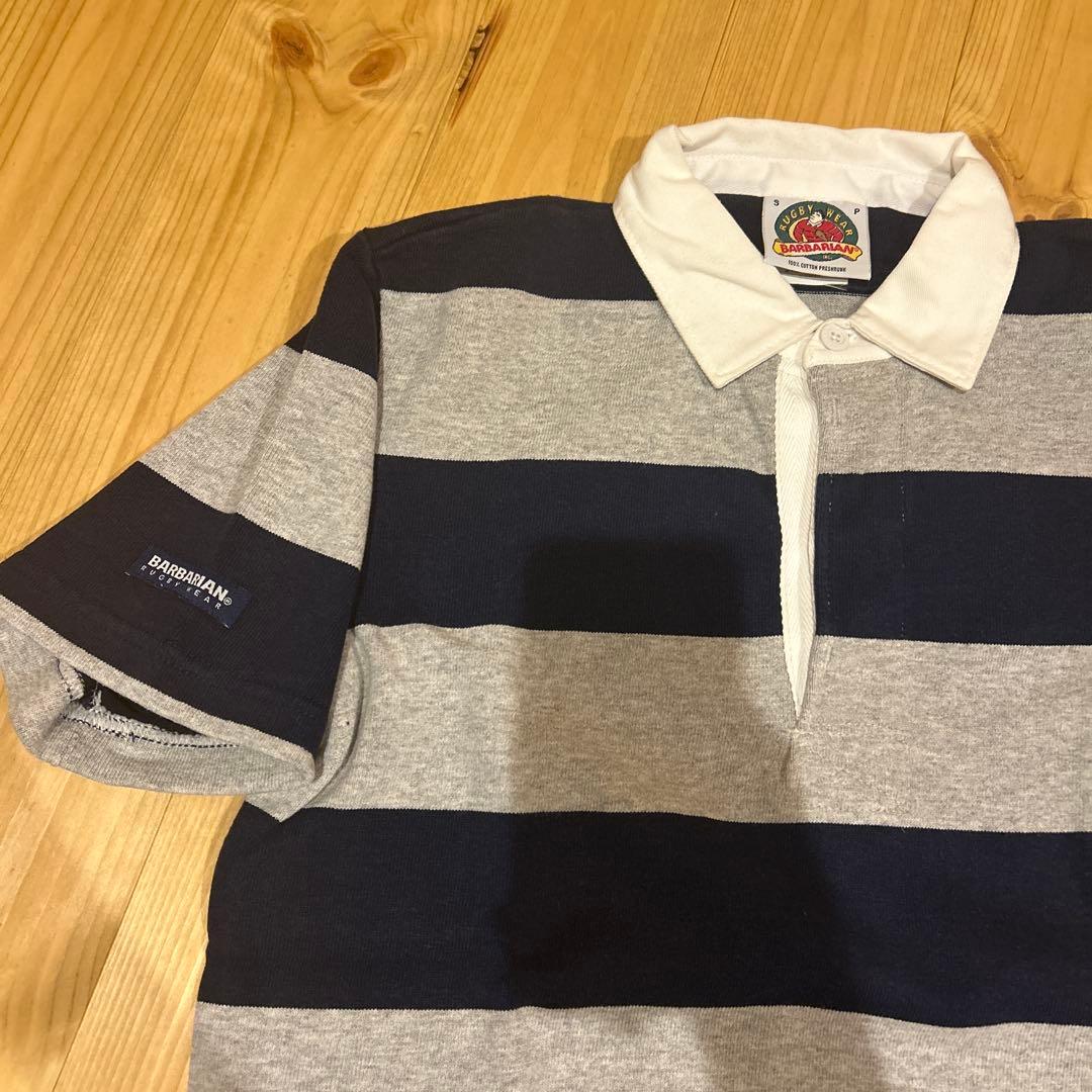 【未使用】BARBARIAN ラガーシャツ グレー/ネイビー