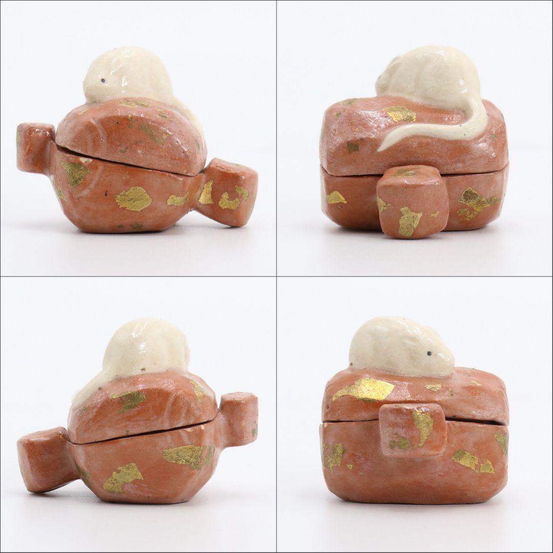 清水六兵衛作 嫁ヶ君香合 茶道具 干支 子 小槌　AT142　1F20