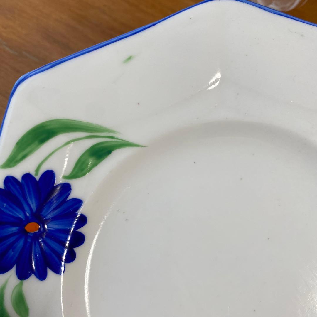 メルバ　ブルーフラワー　フラワーハンドル　カップ　ソーサー　プレート　トリオ