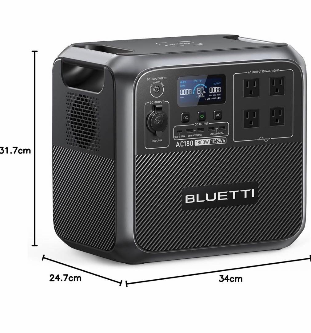 BLUETTI ポータブル電源 AC180 1152Wh/1800W