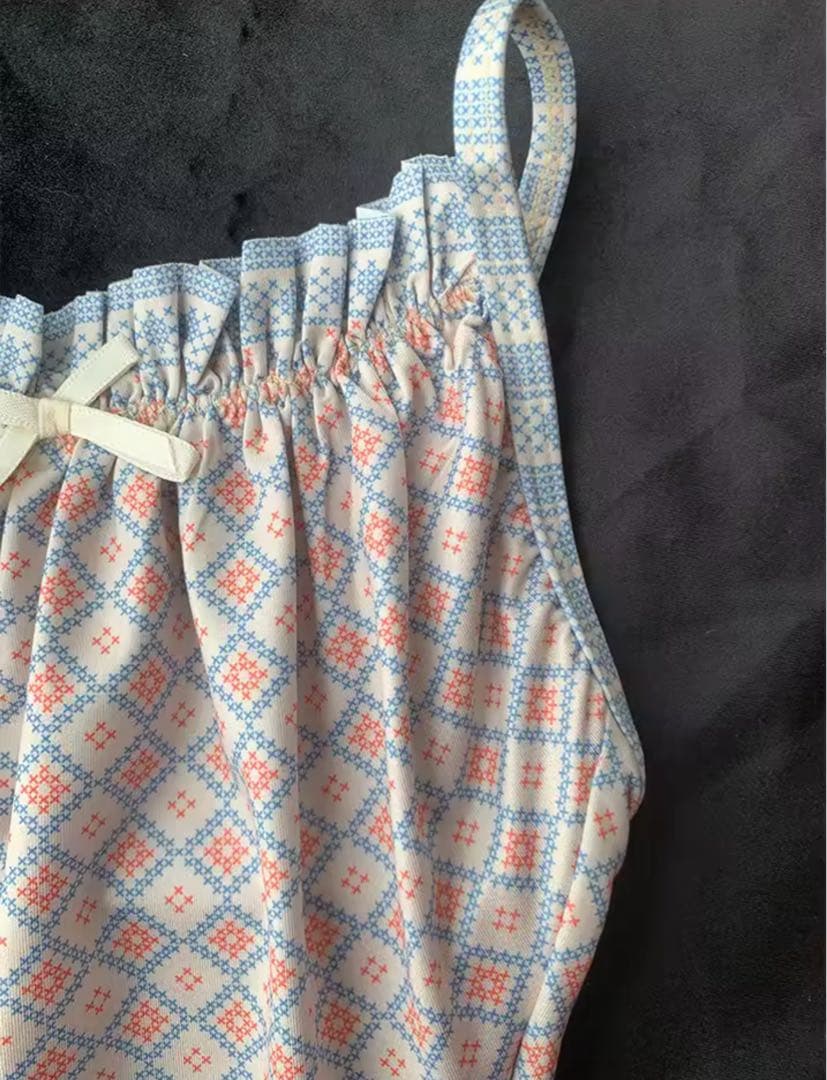 幾何学模様レオタード 水色 ピンク バレエ ダンス 大人 M