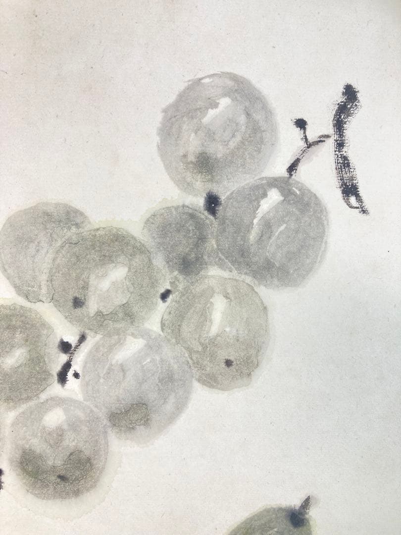 【真作保証】猪熊弦一郎「葡萄」水彩画 直筆サイン 真筆 師：アンリ・マティス