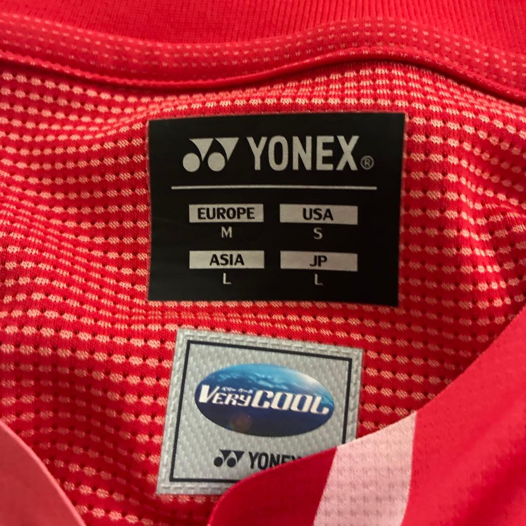 バドミントンウェア レッド/白 幾何学模様