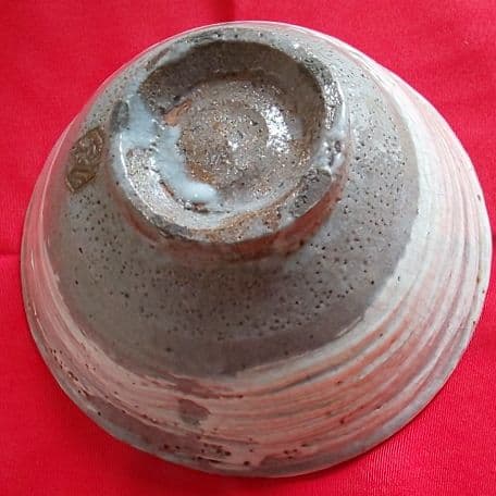 A 128 三島茶碗・五代六兵衛造 ( 坐忘斎箱書付き )