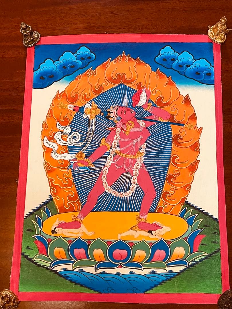 肉筆画 手描き仏画 ヴァジュラヨーギニー Vajrayogini ヨギニ タンカ