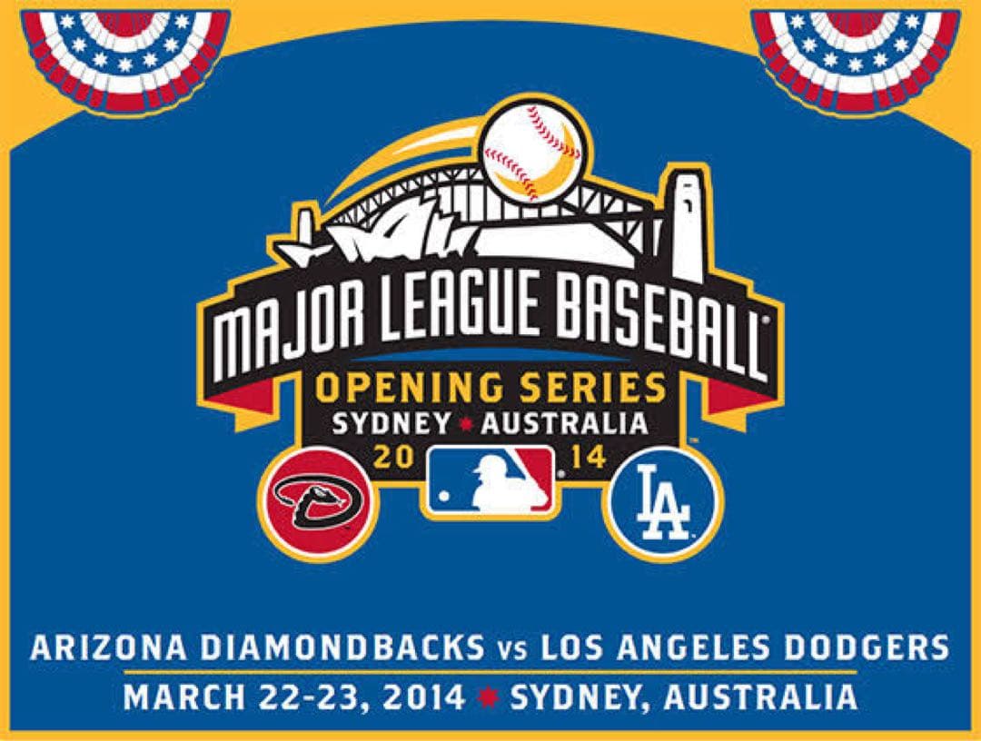 【超希少】MLB シドニー開幕戦2014記念フラッグ ドジャースカーショー　記念