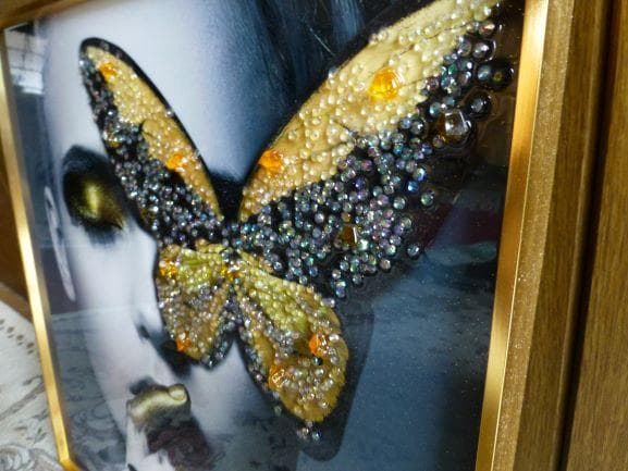 ★美女 ポスター 蝶 立体 デコレーション タペストリ アート 金属 フレーム★