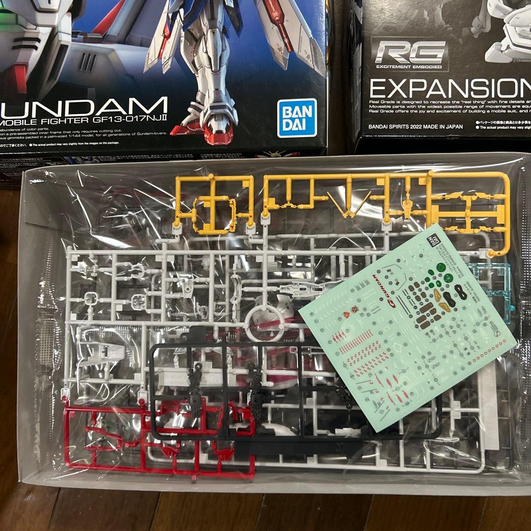 RG ガンプラ 3点セット ゴッドガンダム、拡張セット、シャイニングガンダム